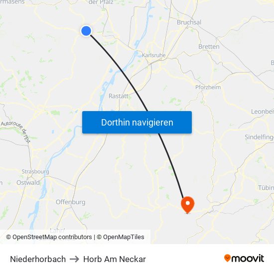 Niederhorbach to Horb Am Neckar map