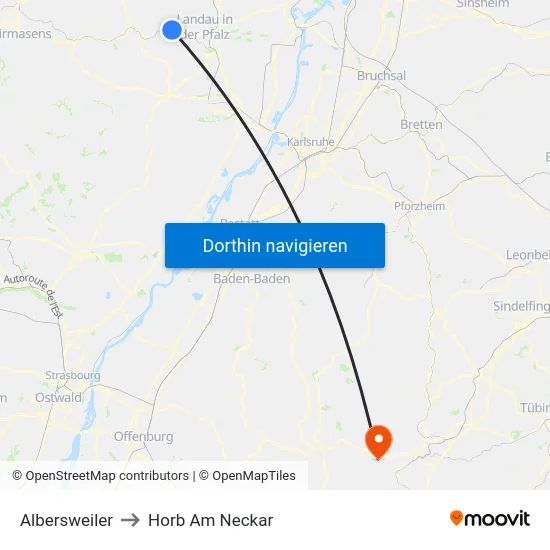 Albersweiler to Horb Am Neckar map