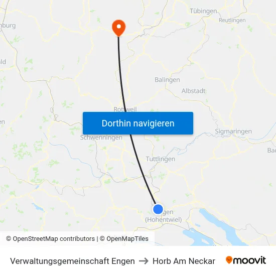 Verwaltungsgemeinschaft Engen to Horb Am Neckar map