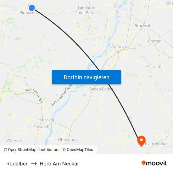 Rodalben to Horb Am Neckar map
