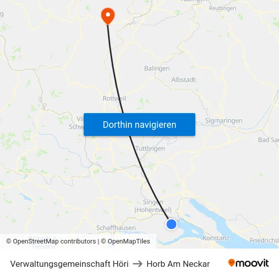 Verwaltungsgemeinschaft Höri to Horb Am Neckar map