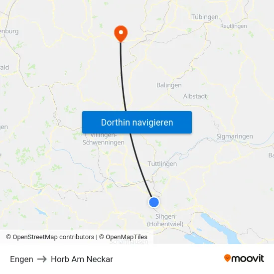 Engen to Horb Am Neckar map