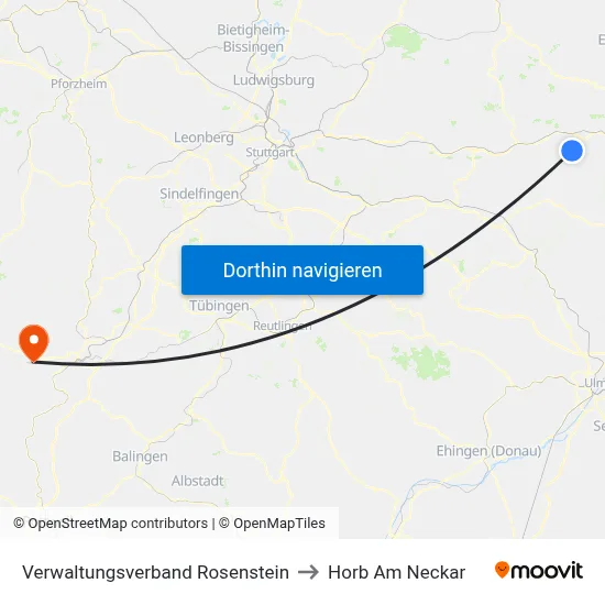 Verwaltungsverband Rosenstein to Horb Am Neckar map