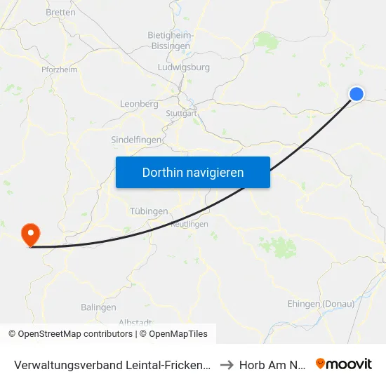 Verwaltungsverband Leintal-Frickenhofer Höhe to Horb Am Neckar map