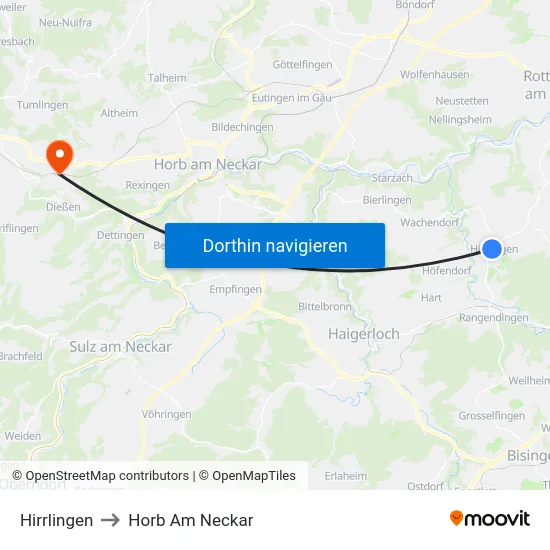 Hirrlingen to Horb Am Neckar map