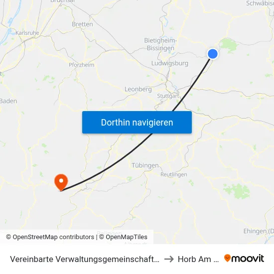 Vereinbarte Verwaltungsgemeinschaft Der Stadt Backnang to Horb Am Neckar map