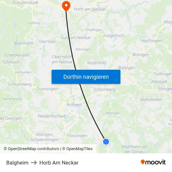 Balgheim to Horb Am Neckar map