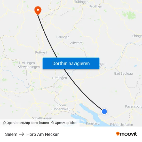 Salem to Horb Am Neckar map