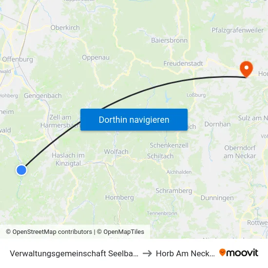Verwaltungsgemeinschaft Seelbach to Horb Am Neckar map