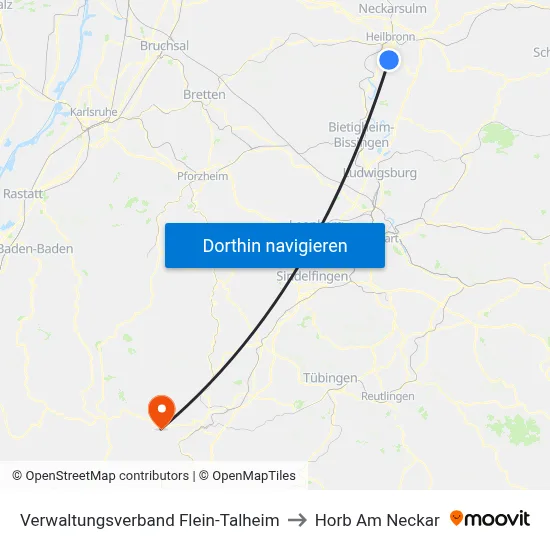 Verwaltungsverband Flein-Talheim to Horb Am Neckar map
