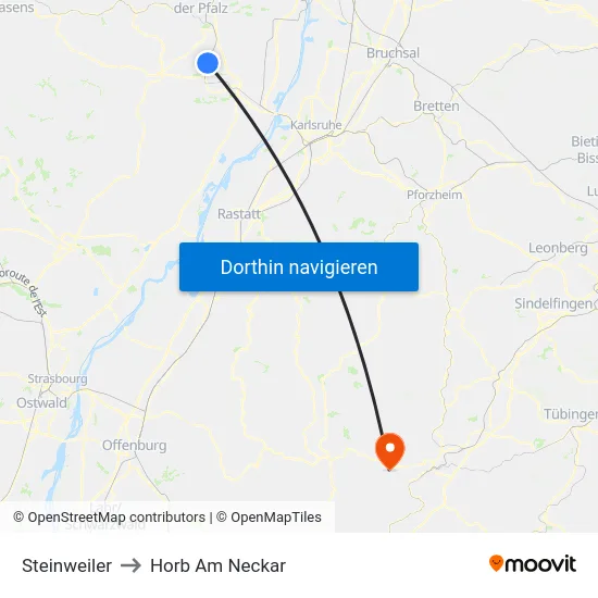 Steinweiler to Horb Am Neckar map