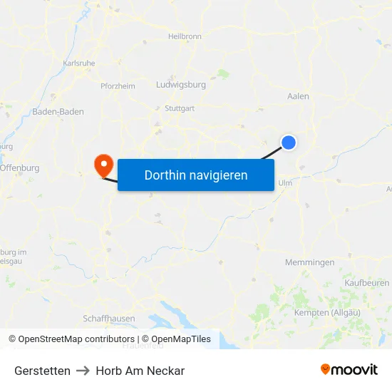 Gerstetten to Horb Am Neckar map