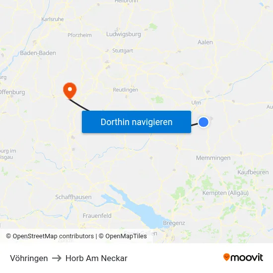 Vöhringen to Horb Am Neckar map