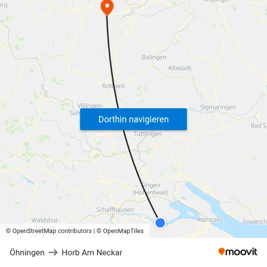 Öhningen to Horb Am Neckar map