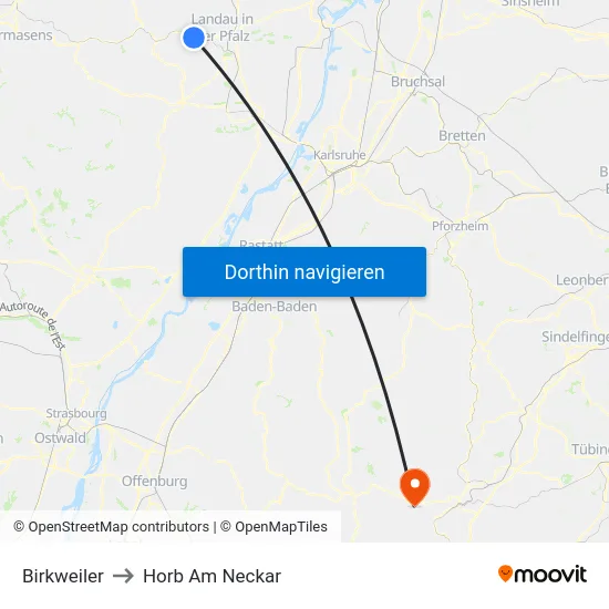 Birkweiler to Horb Am Neckar map