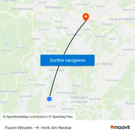Fluorn-Winzeln to Horb Am Neckar map