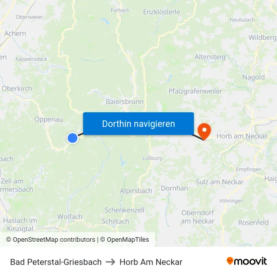 Bad Peterstal-Griesbach to Horb Am Neckar map