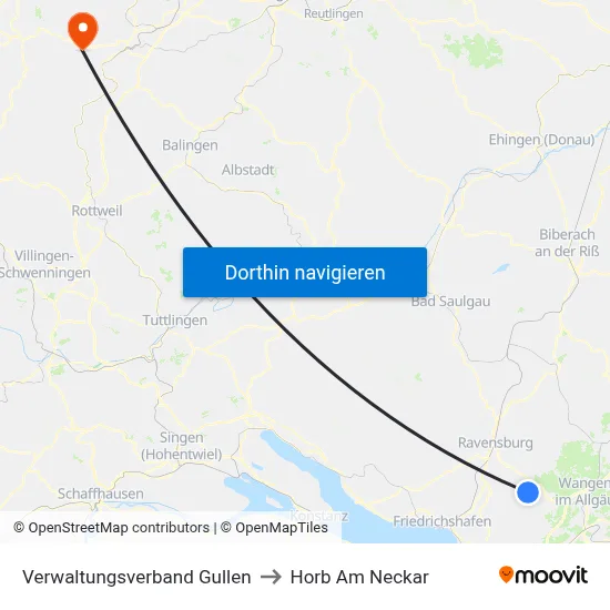 Verwaltungsverband Gullen to Horb Am Neckar map