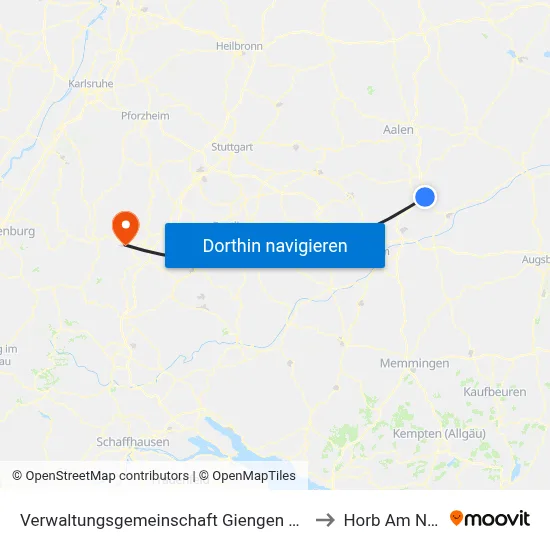 Verwaltungsgemeinschaft Giengen An Der Brenz to Horb Am Neckar map
