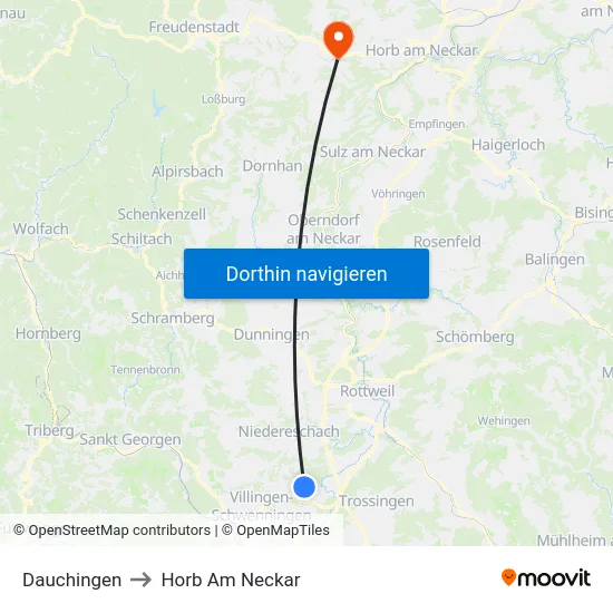 Dauchingen to Horb Am Neckar map