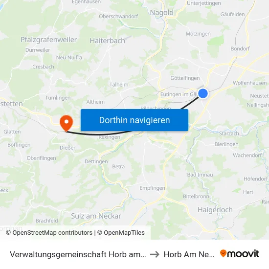 Verwaltungsgemeinschaft Horb am Neckar to Horb Am Neckar map