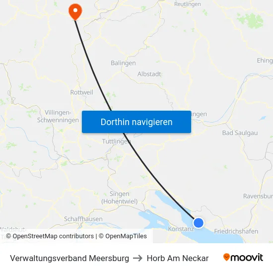 Verwaltungsverband Meersburg to Horb Am Neckar map