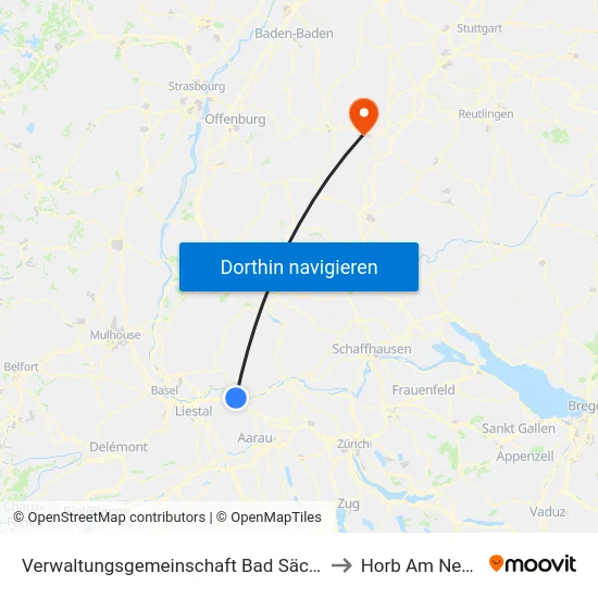 Verwaltungsgemeinschaft Bad Säckingen to Horb Am Neckar map