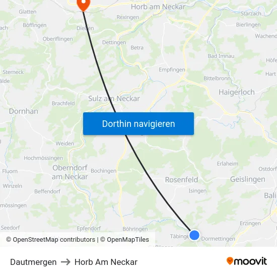 Dautmergen to Horb Am Neckar map