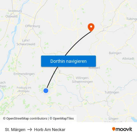 St. Märgen to Horb Am Neckar map