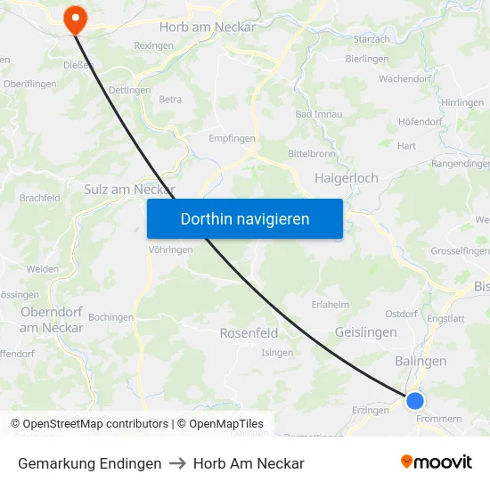 Gemarkung Endingen to Horb Am Neckar map