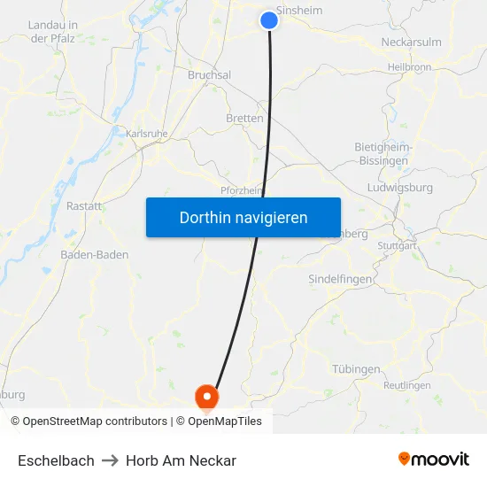 Eschelbach to Horb Am Neckar map
