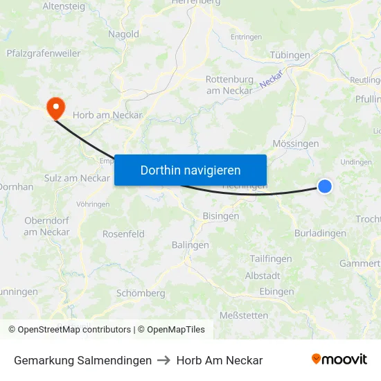 Gemarkung Salmendingen to Horb Am Neckar map