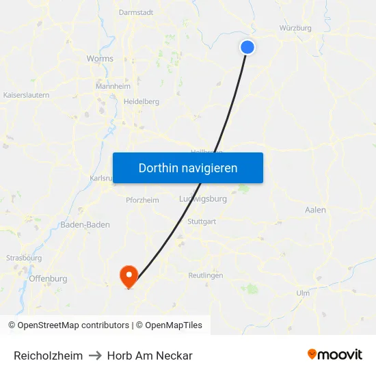 Reicholzheim to Horb Am Neckar map