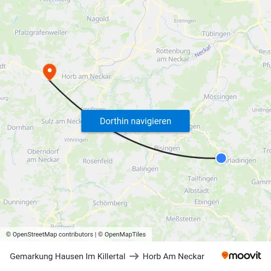 Gemarkung Hausen Im Killertal to Horb Am Neckar map