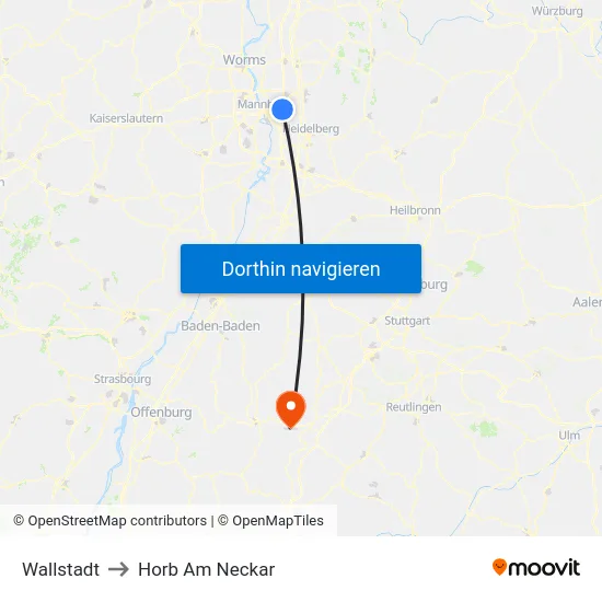 Wallstadt to Horb Am Neckar map