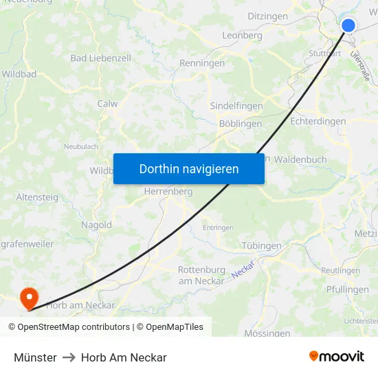 Münster to Horb Am Neckar map