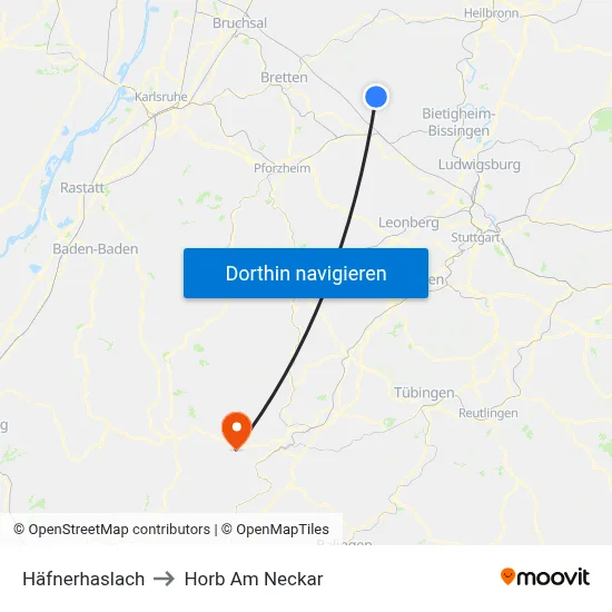 Häfnerhaslach to Horb Am Neckar map