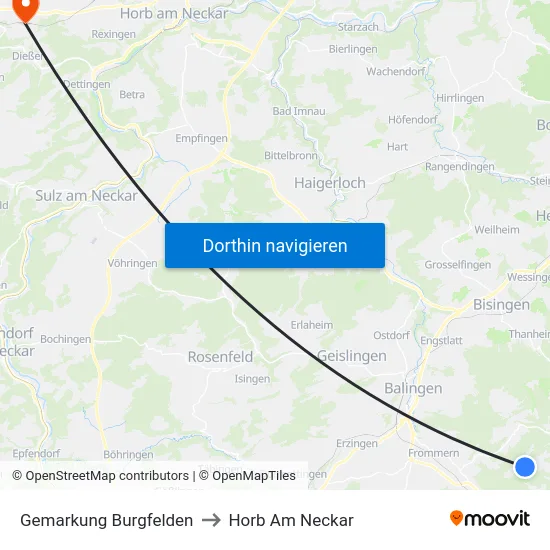 Gemarkung Burgfelden to Horb Am Neckar map