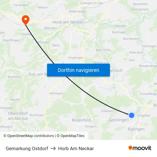 Gemarkung Ostdorf to Horb Am Neckar map