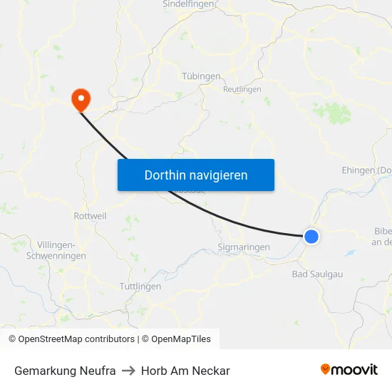 Gemarkung Neufra to Horb Am Neckar map