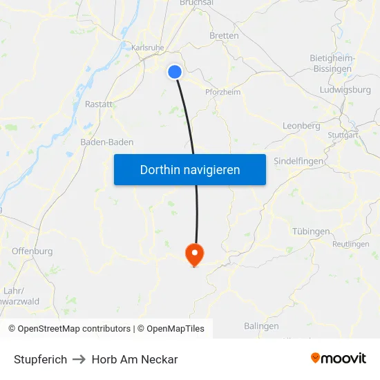 Stupferich to Horb Am Neckar map