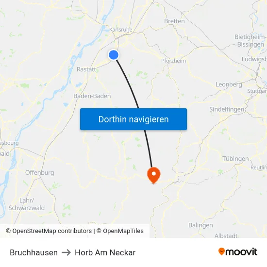 Bruchhausen to Horb Am Neckar map