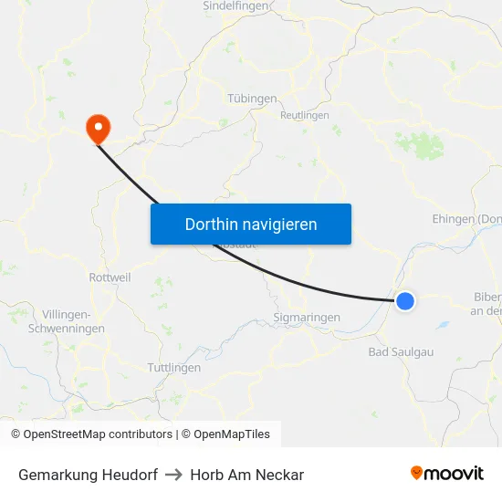 Gemarkung Heudorf to Horb Am Neckar map