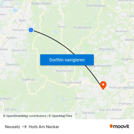 Neusatz to Horb Am Neckar map