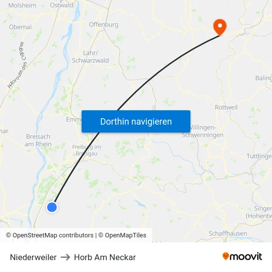 Niederweiler to Horb Am Neckar map