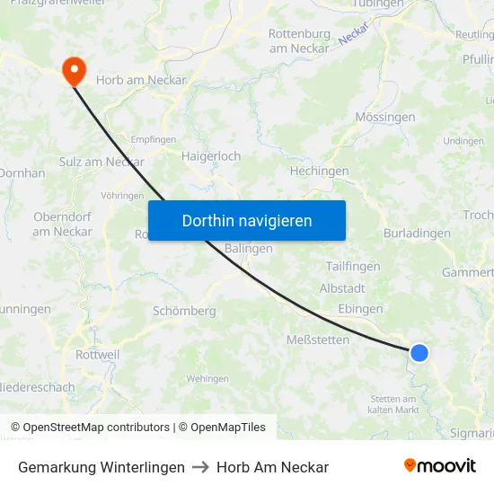 Gemarkung Winterlingen to Horb Am Neckar map