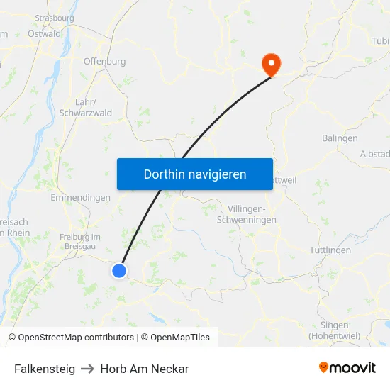 Falkensteig to Horb Am Neckar map