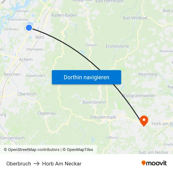 Oberbruch to Horb Am Neckar map