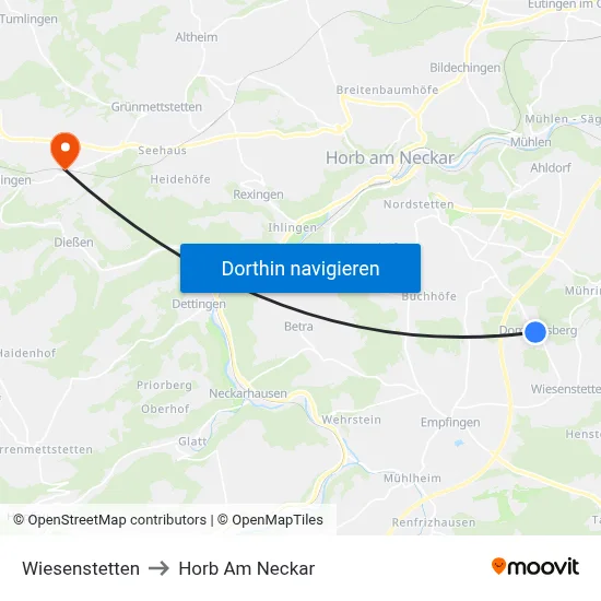 Wiesenstetten to Horb Am Neckar map