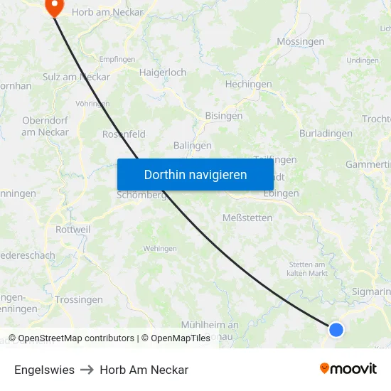 Engelswies to Horb Am Neckar map